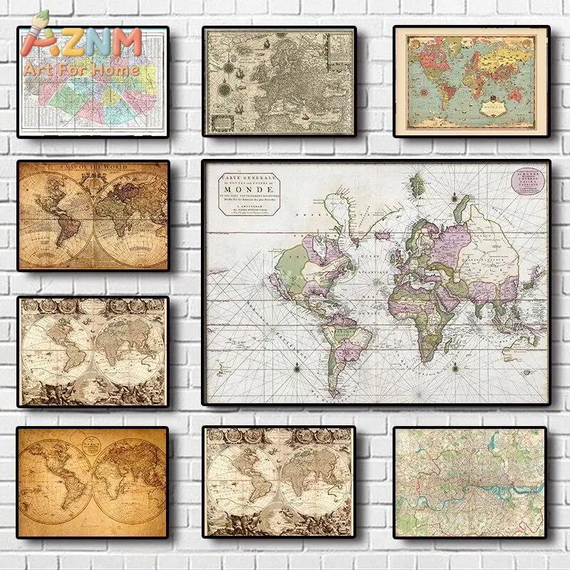 Vintage World Map Canvas Print - Star Map Poster review and price